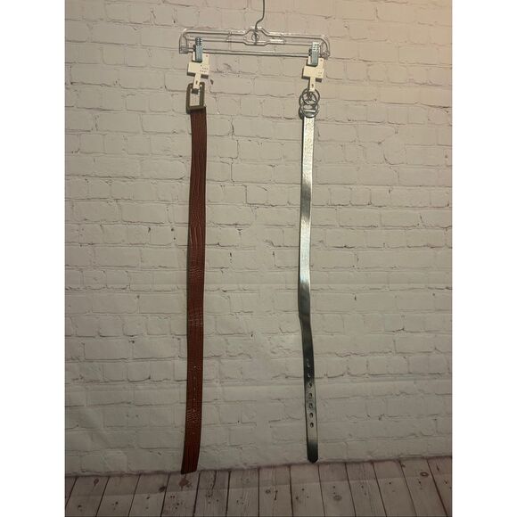 A New Day Women’s Belts – Bundle of 2 – Size XS – Brown Croc & Silver Metallic – - Picture 1 of 7